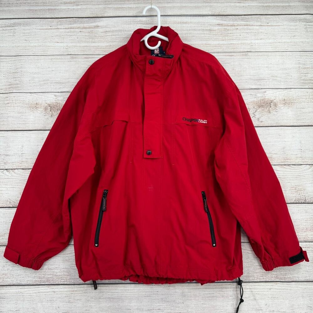 Vintage‎ 90s Chaps Ralph Lauren 1/4 Zip Pullover Windbreaker Jacket Mens XL Red